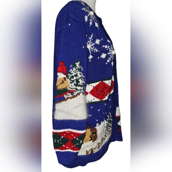 Croft & Barrow Vintage Knitted By Hamd Christmas Winter Cardigan XS EUC - Picture 3 of 13